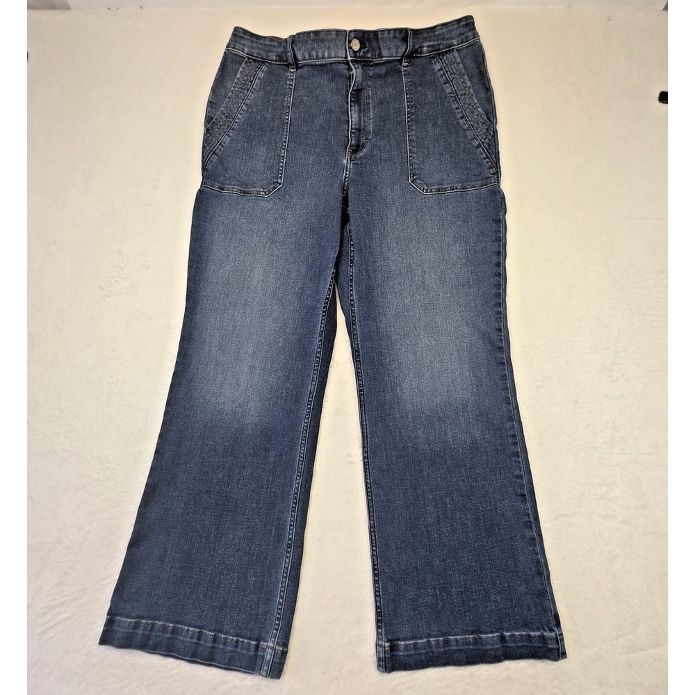 White House Black Market Extra High Rise Trouser Jeans Women Flare Wide Leg Blue